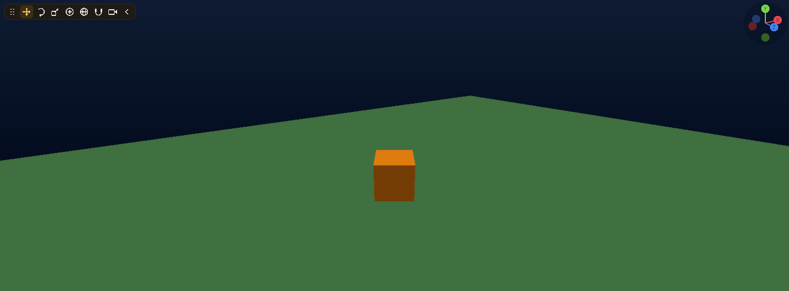 Playing Cube Runner: the camera following the cube across the floor