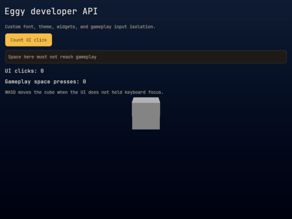 A custom-font game HUD over a 3D scene
